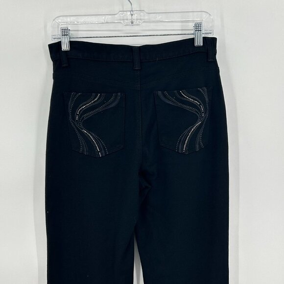 GLORIA VANDERBILT Black Amanda Straight Leg Stretch Bling Pocket Slimming Pant 6 - Picture 4 of 8